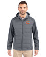 Chicago Bears Cutter & Buck Evoke Hybrid Eco Softshell Recycled Full Zip Mens Big & Tall Hooded Jacket Elemental Grey Front