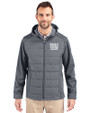New York Giants Cutter & Buck Evoke Hybrid Eco Softshell Recycled Full Zip Mens Big & Tall Hooded Jacket Elemental Grey Front