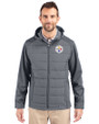 Pittsburgh Steelers Cutter & Buck Evoke Recycled Honeycomb Fleece Mens Hybrid Full Zip Jacket Elemental Grey Front