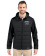 Las Vegas Raiders Cutter & Buck Evoke Hybrid Softshell Recycled Full Zip Mens Hooded Jacket Black Front