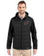 Arizona Cardinals Cutter & Buck Evoke Hybrid Softshell Recycled Full Zip Mens Hooded Jacket Black Front