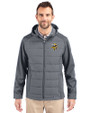 Minnesota Vikings Cutter & Buck Evoke Hybrid Softshell Recycled Full Zip Mens Hooded Jacket Elemental Grey Front