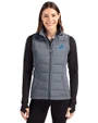 Detroit Lions Cutter & Buck Evoke Hybrid Softshell Recycled Womens Full Zip Vest Elemental Grey Front