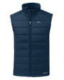 Los Angeles Chargers Cutter & Buck Evoke Hybrid Softshell Recycled Mens Full Zip Vest Navy Blue Mannequin
