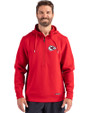 Kansas City Chiefs Cutter & Buck Roam Epic Versatility Half Zip Recycled Mens Hooded Pullover Red Front
