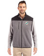 Miami Dolphins Cutter & Buck Cascade Epic Comfort Recycled Sherpa Fleece Mens Full Zip Vest Elemental Grey/Black Front
