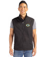 Green Bay Packers Cutter & Buck Charter Eco Full-Zip Mens Big & Tall Vest Black Front