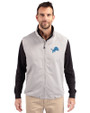 Detroit Lions Cutter & Buck Charter Eco Full-Zip Mens Big & Tall Vest Polished Medium Gray Front