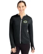Green Bay Packers Cutter & Buck Daybreak Eco Recycled Womens Full Zip Hoodie Black Front
