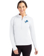 Detroit Lions Cutter & Buck Daybreak Eco Recycled Womens Half Zip Hoodie White Front