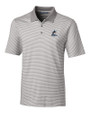 Miami Marlins Cutter & Buck Forge Tonal Stripe Stretch Mens Polo Polished Medium Gray Mannequin