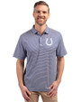Indianapolis Colts Cutter & Buck Forge Eco Double Stripe Stretch Recycled Mens Big &Tall Polo Tour Blue/White Front
