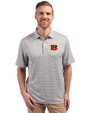 Cincinnati Bengals Cutter & Buck Forge Eco Double Stripe Stretch Recycled Mens Big &Tall Polo Polished/White Front