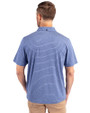 New York Giants Cutter & Buck Forge Eco Heather Stripe Stretch Recycled Mens Big & Tall Polo Tour Blue Heather Back