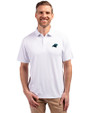 Carolina Panthers Cutter & Buck Forge Recycled Four-Way Stretch Mens Polo White Front