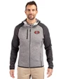 San Francisco 49ers Cutter & Buck Mainsail Full Zip Hooded Mens Jacket Polished Heather/Charcoal Heather Front