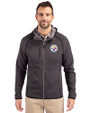 Pittsburgh Steelers Cutter & Buck Mainsail Full Zip Hooded Mens Jacket Charcoal Heather Front