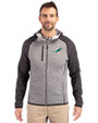 Miami Dolphins Cutter & Buck Mainsail Full Zip Hooded Mens Jacket Polished Heather/Charcoal Heather Front