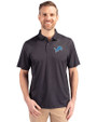 Detroit Lions Cutter & Buck Pike Eco Tonal Geo Print Stretch Recycled Mens Polo Black Front