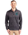 Charlotte Knights Cutter & Buck Traverse Stretch Eco Camo Print Quarter Zip Mens Big and Tall Pullover Black Front
