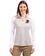 Durham Bulls Cutter & Buck Forge Tonal Stripe Stretch Half Zip Womens Top White/Polished Front