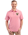 El Paso Chihuahuas Cutter & Buck Virtue Eco Pique Botanical Print Recycled Mens Polo Red Front