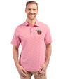 Fort Wayne TinCaps Cutter & Buck Virtue Recycled Botanical Print Featherlight Pique Mens  Polo Red Front