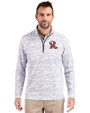 Frisco RoughRiders Cutter & Buck Traverse Stretch Eco Camo Print Quarter Zip Mens Pullover Charcoal Front