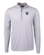 Charlotte Knights Cutter & Buck Virtue Eco Pique Micro Stripe Recycled Mens Quarter Zip POLWH_MANN_HG 1