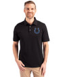 Indianapolis Colts Cutter & Buck Advantage Eco Tri-Blend Pique Mens Big and Tall Polo Black Front