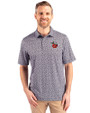 Fort Wayne TinCaps Cutter & Buck Pike Magnolia Print Stretch Mens Polo Black/Polished Front