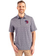 Buffalo Bisons Cutter & Buck Pike Magnolia Print Stretch Mens Polo Black/Polished Front