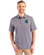 Charlotte Knights Cutter & Buck Pike Magnolia Print Stretch Mens Polo Black/Polished Front