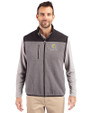 Albany State University Golden Rams Cutter & Buck Cascade Epic Comfort Recycled Sherpa Fleece Mens Full Zip Vest Elemental Grey/Black Front
