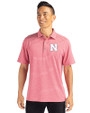 Nebraska Cornhuskers Cutter & Buck Forge Eco Heather Stripe Stretch Recycled Mens Big & Tall Polo Cardinal Red Heather Front