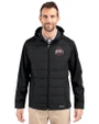 Ohio State Buckeyes - Cutter & Buck Evoke Hybrid Eco Softshell Recycled Full Zip Mens Big & Tall Hooded Jacket Black Front