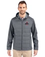Ohio State Buckeyes - Cutter & Buck Evoke Hybrid Eco Softshell Recycled Full Zip Mens Big & Tall Hooded Jacket Elemental Grey Front