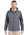 Baylor Bears Cutter & Buck Evoke Hybrid Eco Softshell Recycled Full Zip Mens Big & Tall Hooded Jacket Elemental Grey Front