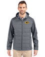 Grambling Tigers Cutter & Buck Evoke Hybrid Eco Softshell Recycled Full Zip Mens Big & Tall Hooded Jacket Elemental Grey Front