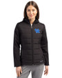 Kentucky Wildcats Cutter & Buck Evoke Hybrid Softshell Recycled Full Zip Womens Hooded Jacket Black Front