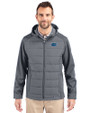 Florida Gators Cutter & Buck Evoke Hybrid Softshell Recycled Full Zip Mens Hooded Jacket Elemental Grey Front