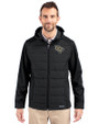 UCF Knights Cutter & Buck Evoke Hybrid Softshell Recycled Full Zip Mens Hooded Jacket Black Front
