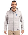 North Carolina Tar Heels Cutter & Buck Evoke Hybrid Softshell Recycled Full Zip Mens Hooded Jacket CONCRETE Front
