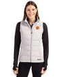 Clemson Tigers Cutter & Buck Evoke Recycled Honeycomb Fleece Womens Hybrid Full Zip Vest CONCRETE Front