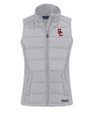 USC Trojans Cutter & Buck Evoke Hybrid Softshell Recycled Womens Full Zip Vest CONCRETE Mannequin