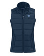 North Carolina Tar Heels Cutter & Buck Evoke Hybrid Eco Softshell Recycled Womens Full Zip Vest NVBU_MANN_HG 1