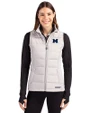 Michigan Wolverines Cutter & Buck Evoke Hybrid Softshell Recycled Womens Full Zip Vest CONCRETE Front