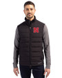 Nebraska Cornhuskers Cutter & Buck Evoke Hybrid Softshell Recycled Mens Full Zip Vest Black Front