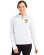 Tennessee Volunteers Cutter & Buck Daybreak Eco Recycled Womens Half Zip Hoodie White Front