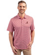Alabama Crimson Tide Cutter & Buck Forge Eco Double Stripe Stretch Recycled Mens Big &Tall Polo Cardinal Red/White Front